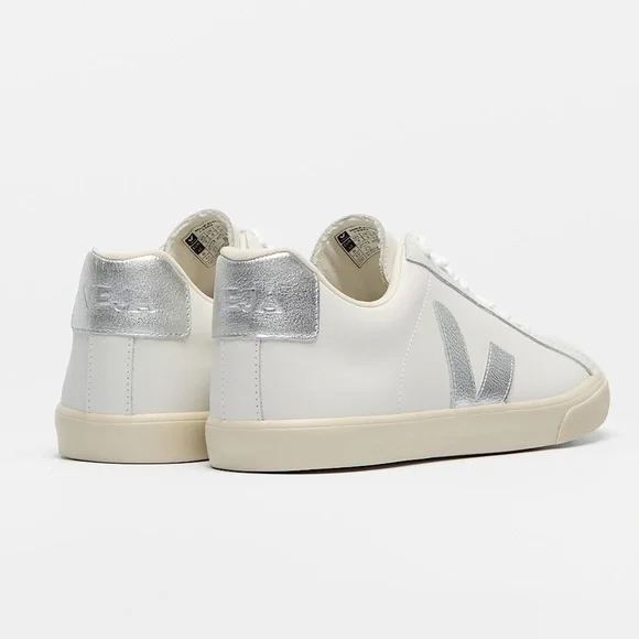Veja Esplar Logo Leather model in White and Silver - Picture 4 of 12